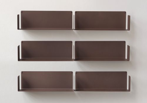 赤茶色の本棚 幅45x奥行15cm 6セット ブックシェルフ - 2