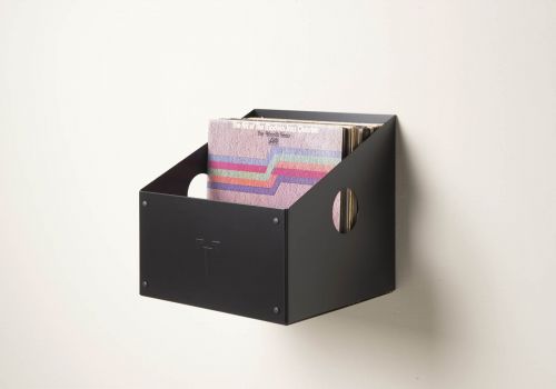 Schallplattenbox Metall Schwarz Schallplattenregal - 1